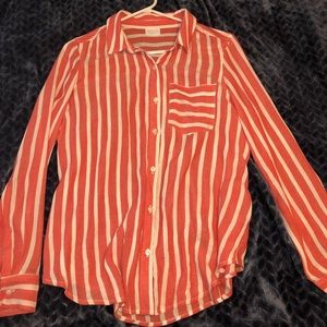Red and White Striped Blouse